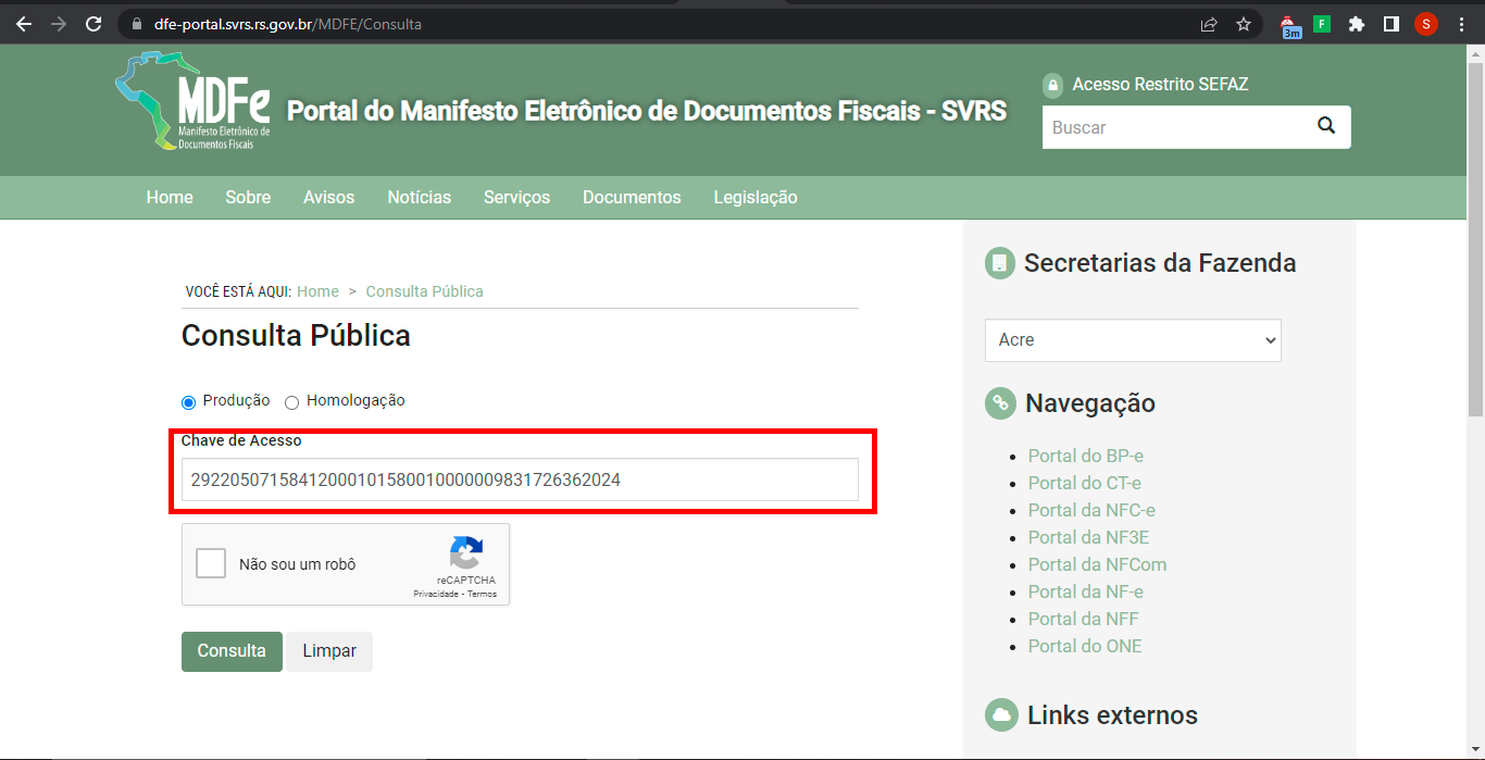 Site sefaz MDFe com chave.PNG